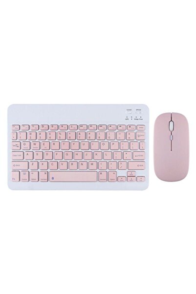 Genel Markalar Honor Pad X9 Uyumlu Klavye Mouse Set Kablosuz Bluetoothlu Set Pembe