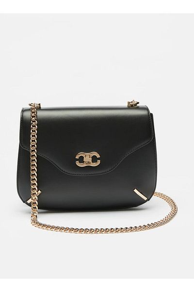 Celeste Solid Crossbody Bag with Chain Strap and Flap Closure