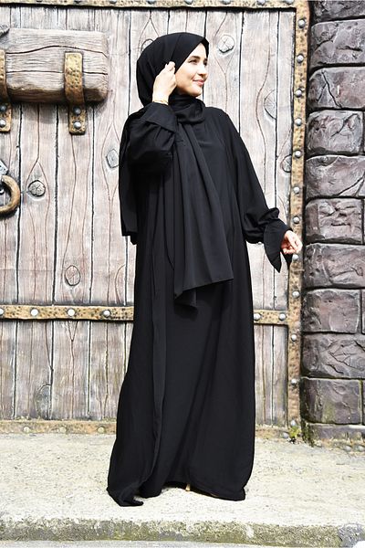 Ns nowascarf Black Medina Silk Hijab Suit