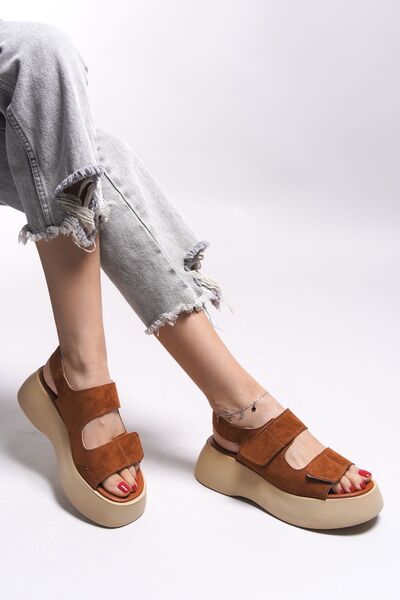 Riccon Dámské sandály Olnesari0012804 Tan Suede