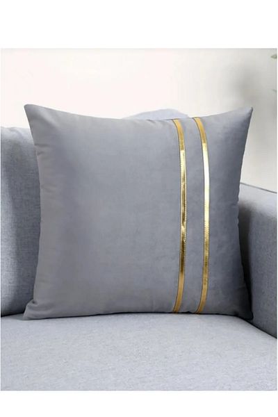 vivamia 1 BUC Husă de pernă decorativă cu aspect de catifea cu dungi din piele aurie