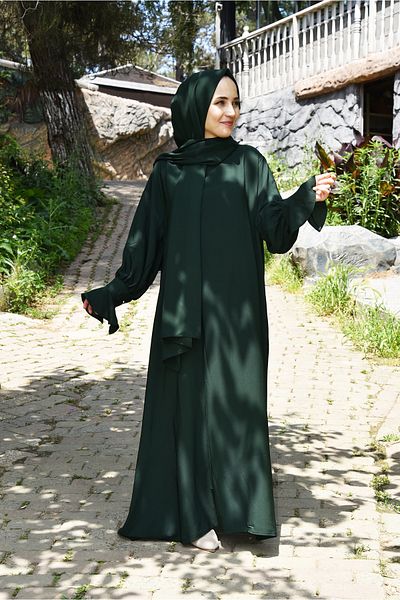 Ns nowascarf Emerald Green Medina Hijab Dress - Silk Nowa Set
