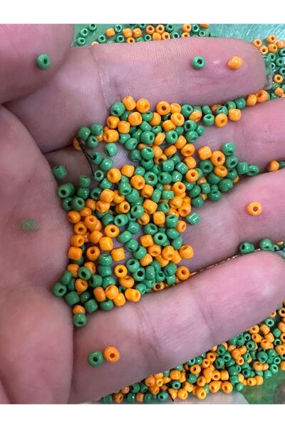 Gönülden Tasarım 1. KVALITETNIE NARANČASTO ZELENE PERLE OD PESA 50 GR