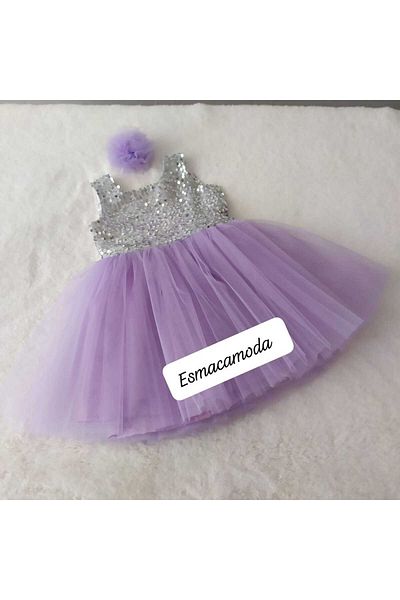 esmacamoda Gray and Lilac Tulle Model Dress for Girls