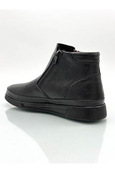 Moda Anna Ανδρικές μπότες Dad - Γνήσιο δέρμα, Εσωτερική σόλα, Αντιολισθητική σόλα, Διπλό φερμουάρ, Μαύρη σύριγγα