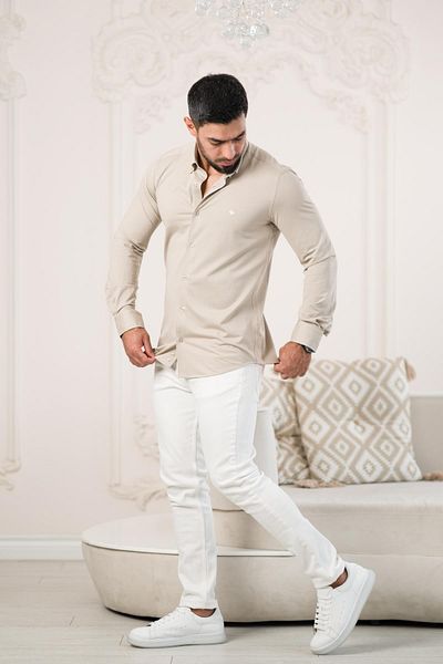 Paul Martin Ανδρικό πουκάμισο - Slimfit, Lycra, Κουμπί πέτο, Βαμβακερό, Μακρύ μανίκι, Καλοκαίρι
