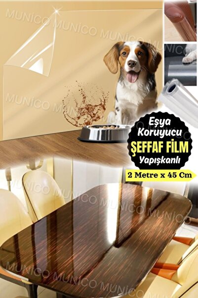 Munico 2 Metre x 45 Cm Şeffaf Duvar Koruyucu Elektrostatik Film Çizilmeye Kar...