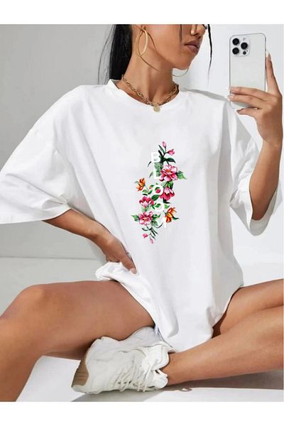 Evomind 1 tricou este un cadou pentru achiziții de 5 sau mai sus în coș - Tricou oversize cu imprimeu Bloom