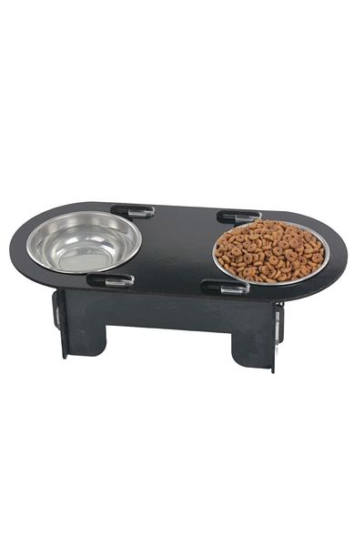 Evene Food Water Bowl Stainless Steel Rhinestone 2-Piece Wooden Cat and Dog Water Bowl Oval Model