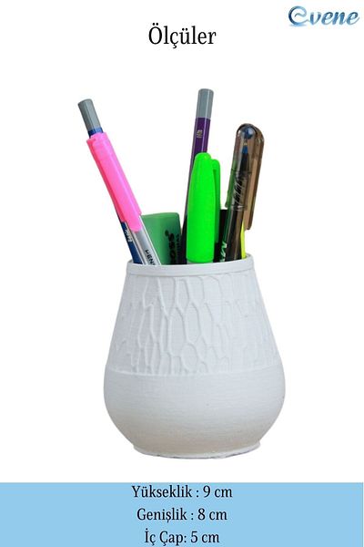 Evene Pen Holder White Color Desk Pen Holder Organizer Pen Holder Vase Model