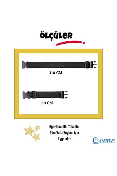 Viselia Valiz Kemeri Emniyet Tokalı Ölçüsü Ayarlanabilir Bavul Güvenlik Emniyet Kemeri 2 Adet Siyah