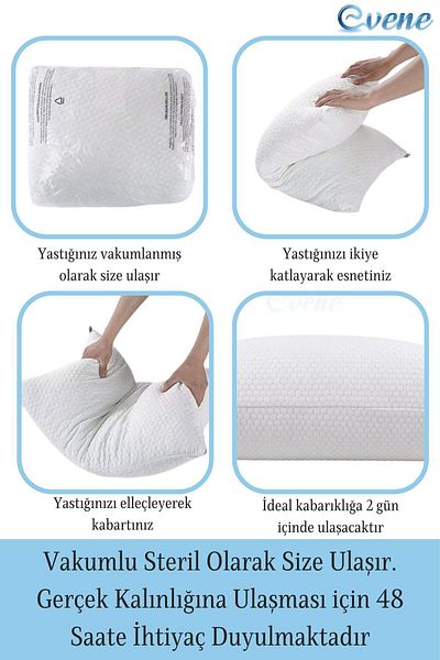 Evene Pillow Orthopedic Anti-Sweat 5 Pieces Visko Sleeping Pillow Premium 100% Visco Sponge with Case