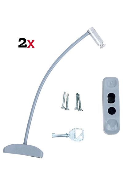 Evene Gray Window Lock with 2 Ropes Children's Safety Security Burglar Pimapen PVC Door Baby Lock