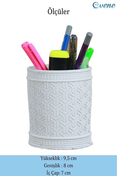 Evene Pen Holder White Color Desk Pen Holder Organizer Pen Holder Y Patterned Model