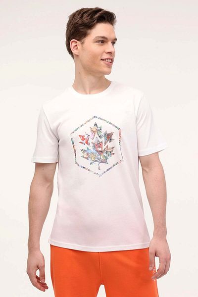 lumberjack ML OWEN 11ID343 4FX Λευκό T-Shirt με μανίκια - L Size - ST07619-WHITE-L
