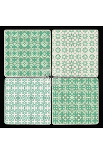 Uv Baskılı Doğal Taş Bardak Altı 4 lü 10 Cm X 10 Cm Otantik Motifli