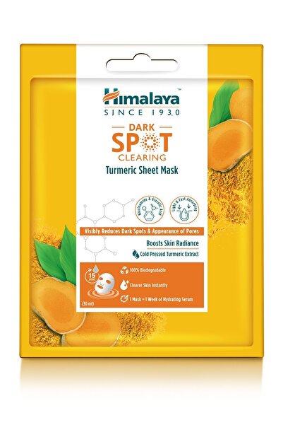 Himalaya Since 1930 Dark Spot Clearing Leke Karşıtı Zerdeçal Özlü Kağıt Maske 30 ml, Niacinamide, Glikolik Asit