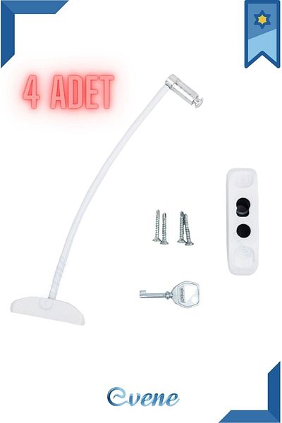 Evene Safety Lock Pmapen Lock Children's Burglar Lock with Rope PVC 4 Pieces