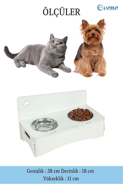 Evene Food Water Bowl Stainless Steel Rhinestone 2-Piece Wooden Cat and Dog Water Bowl Paw Model