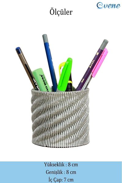 Evene Silver Color Desk Pen Holder Organizer Pen Holder Model 5