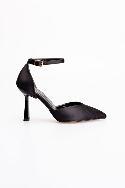 oyyo Pantofi cu toc elegant de zi cu zi din satin - Cravată la gleznă, Toc în...