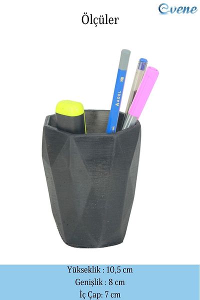 Evene Black Color Pen Holder Long Model Desk Pen Holder Organizer
