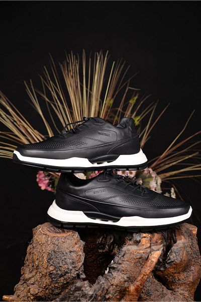 Greyder Genuine Leather Men's Black Casual Shoes - Elegance and Comfort with Innovative Style