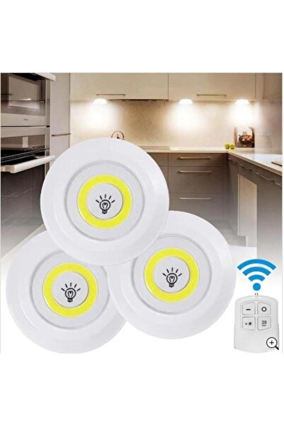 İBOVİA Uzaktan Kumandalı Yapışkanlı 3'lü Led Spot Lamba Pilli Spot Lamba