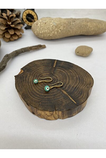 Porsuk Alternatif El Yapımı Etnik Otantik Mavi Nazar Boncuklu Küpe