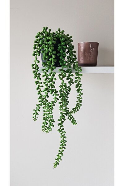 Ekozi Home Yapay Bitki Tesbih Çiçeği Saksıda 45 Cm 6 Dal