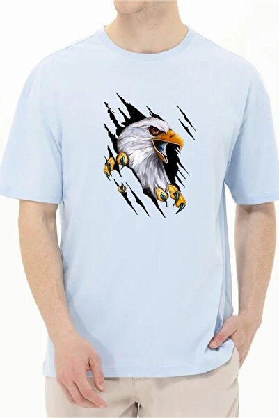 oneagılyazı Vip Design - Tricou alb cu imagine vultur 3D