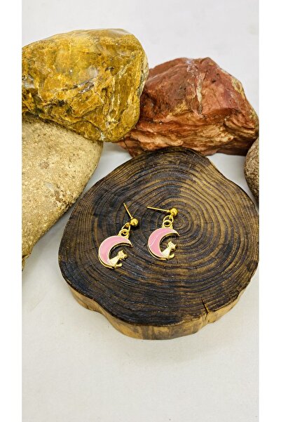 Porsuk Alternatif القمر المينا اليدوية، أقراط المرأة الشكل القط