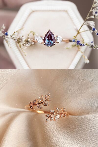 LOTUS GÜMÜŞ Mistik Topaz ve Akasya Yüzük 14 K Rose Altın Kaplama Yüzük