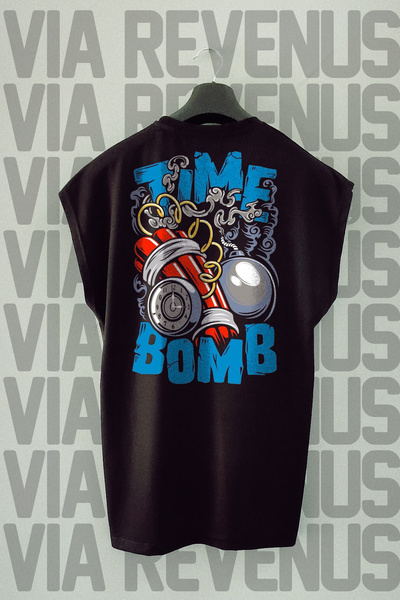 Vordevia Tricou Black Time Bomb Sports - Mâneci Zero, imprimat pe spate