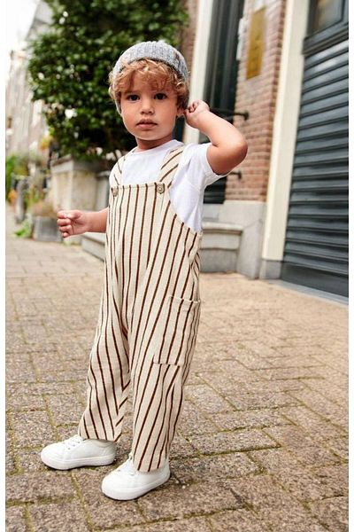 Elefantejr Children's Striped T-Shirt and Denim Salopet Set