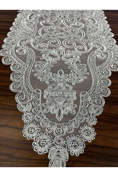 Essenza Home Embroidered Cord Runner Magnolia Gray