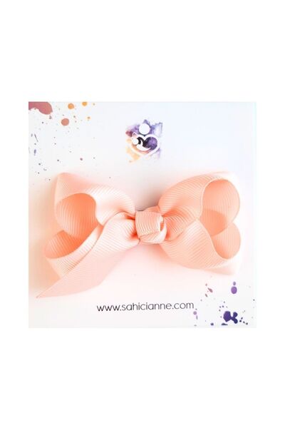 Sahici Anne مشبك شعر بوتيك فيونك بدون شعر، 8 سم - نوجا خوخية بلون السلمون