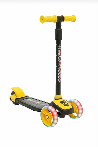 Şeker Adası Kaliteli Sarı Çocuk Scooter Coll Wheels Led Işıklı 3 Tekerlekli Y...