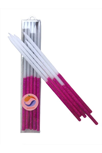 BalinMandalin Pembe Simli Beyaz Parti Mumu, 5’li