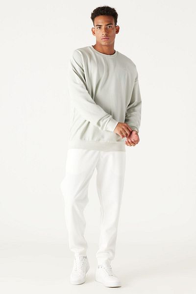 AC&Co / Altınyıldız Classics Ανδρικό μπλουζάκι Water Green Oversize Loose Cut Crew με στάμπα βαμβακερό φούτερ