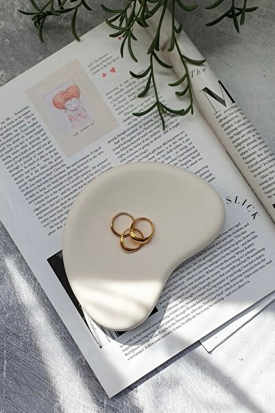 Mandalin Art Studio Oval Düzensiz Dekoratif Beton Dokulu Takı Tabağı