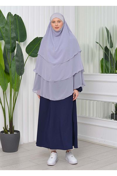 Modamix Chiffon Shawl Ready-made Veiled Practical Scarf Hijab Hijab 3 Layers - Cover Souffle 827
