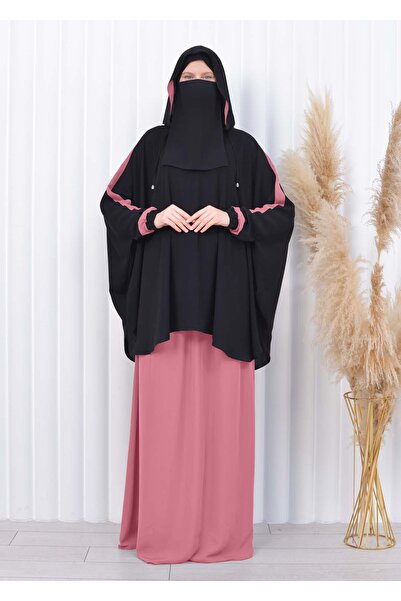 Modamix طقم ملاءة حجاب مكون من 4 قطع مع حجاب بغطاء للرأس وتنورة مرنة بلونين و...