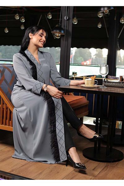 Modamix Farsan Hijab Abaya 692 - Decorated with Feathers