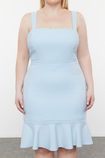 Trendyol Curve Синя міні-сукня А-силуету з детальною спідницею-волютою TBBSS24AH00211