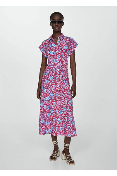 MANGO Woman Rochie cămașă - Detaliată cu centură