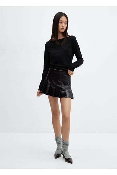 MANGO Woman Bavlněné tričko Boat Neck