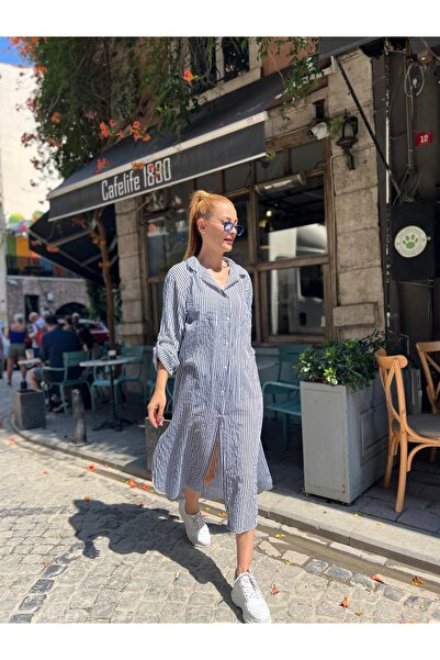 Park Moda 0166 Çizgili Gömlek Elbise