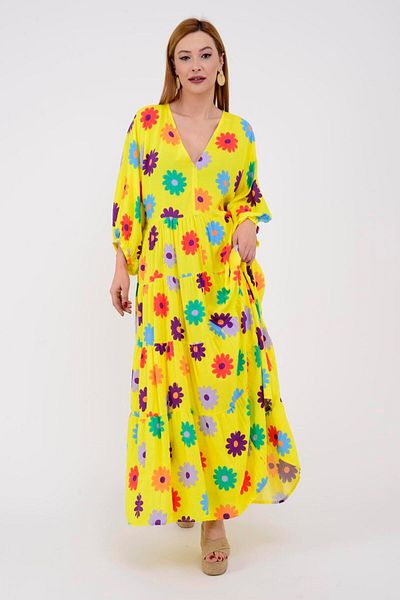 Park Moda An10440 7920 Rochie volantă cu modele de margarete