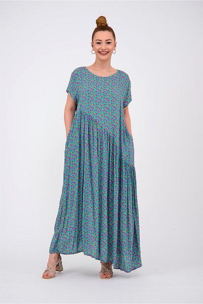Park Moda An5021 Rochie asimetrică cu mânecă scurtă cu model crocant